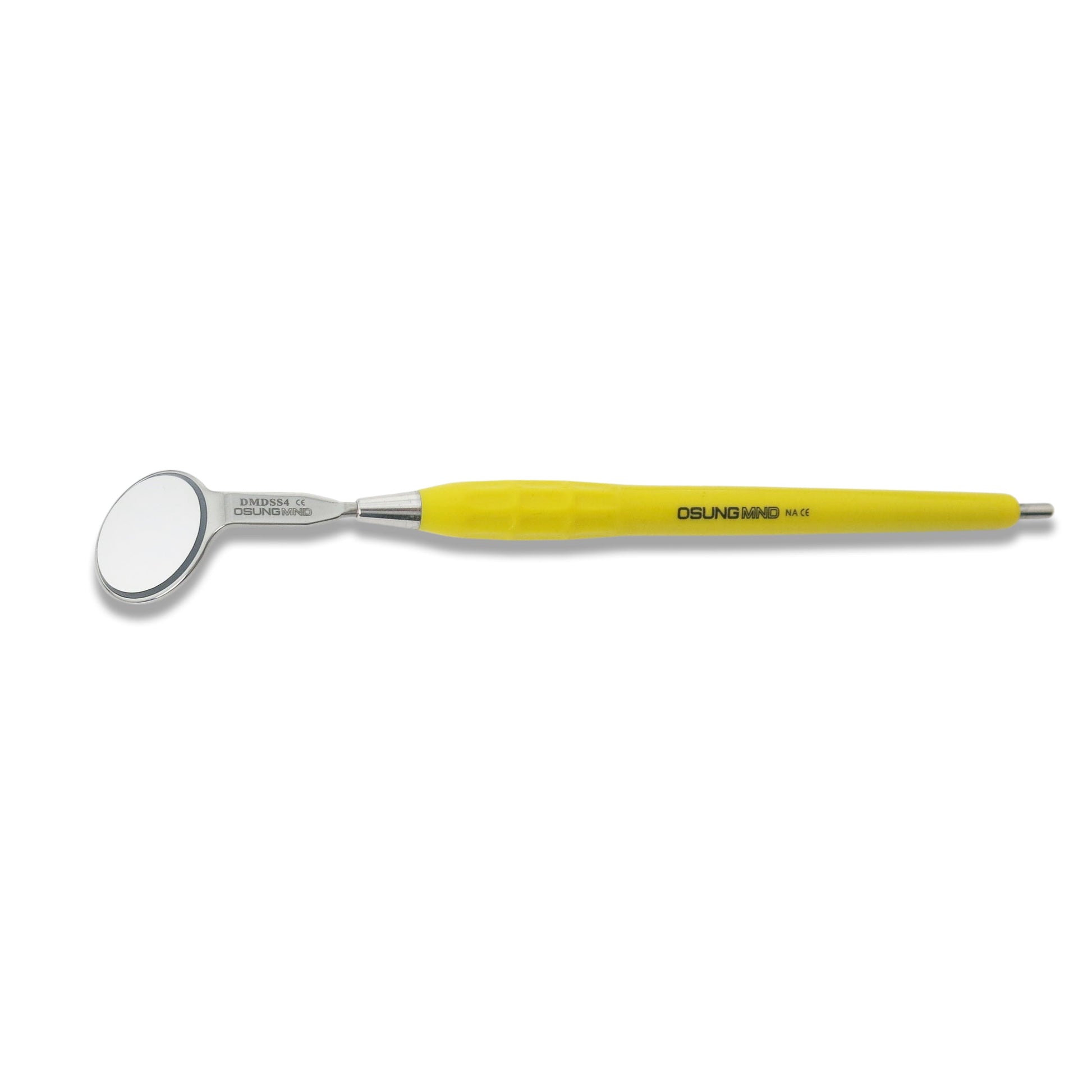 Mouth Mirror, Front Surface Double Side, Simple Stem No. 4, 22mm dia, yellow handle, EA - Osung USA