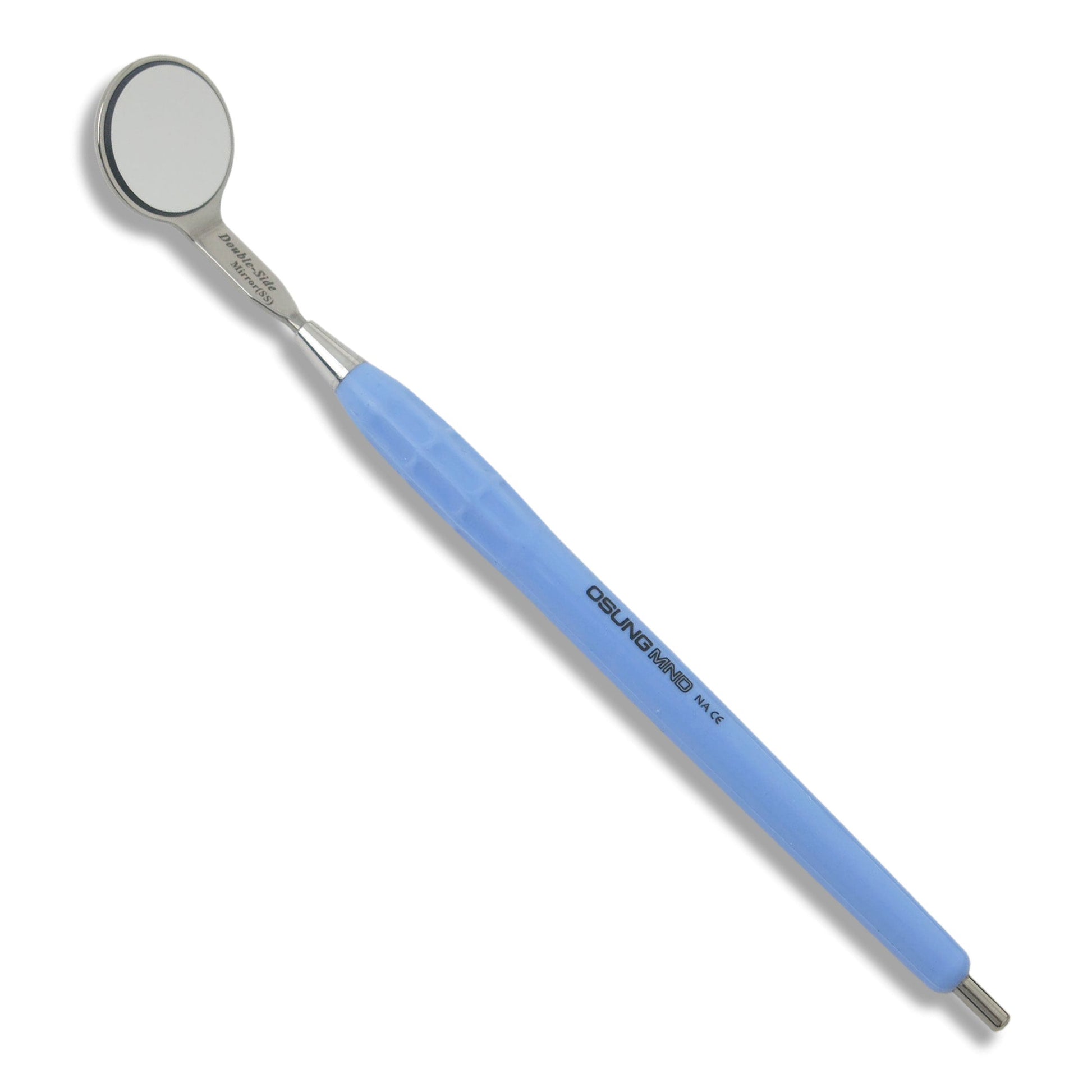 Mouth Mirror, Front Surface Double Side, Simple Stem No. 4, 22mm dia, Blue Handle, EA - Osung USA