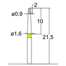 Torpedo, Long Neck 0.9 mm Dia. Extra Fine Grit Diamond Bur 5 per pack. 534.9EF1 - Osung USA