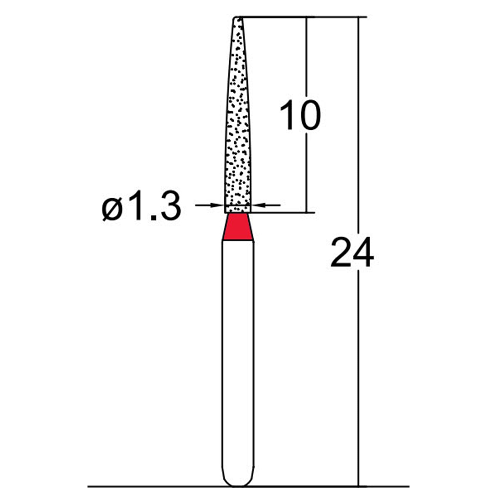 Cylindrical, Ogival End 1.3 mm Dia. Fine Grit Diamond Bur 5 per pack. 245.13F1 - Osung USA