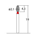 Egg 2.1 mm Dia. Fine Grit Diamond Bur 5 per pack. 277.21F1 - Osung USA