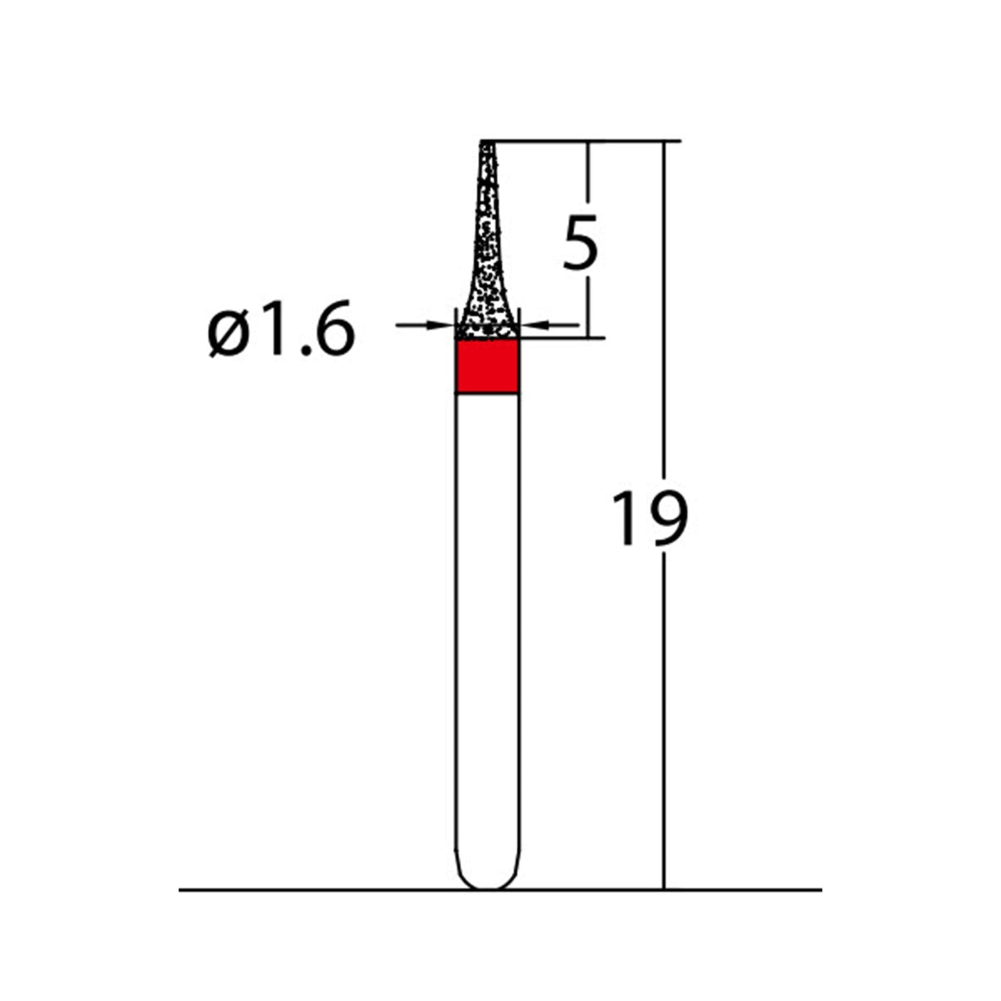 Interdental Bur 1.6 mm Dia. Fine Grit Diamond Bur 5 per pack. 465.16F1 - Osung USA