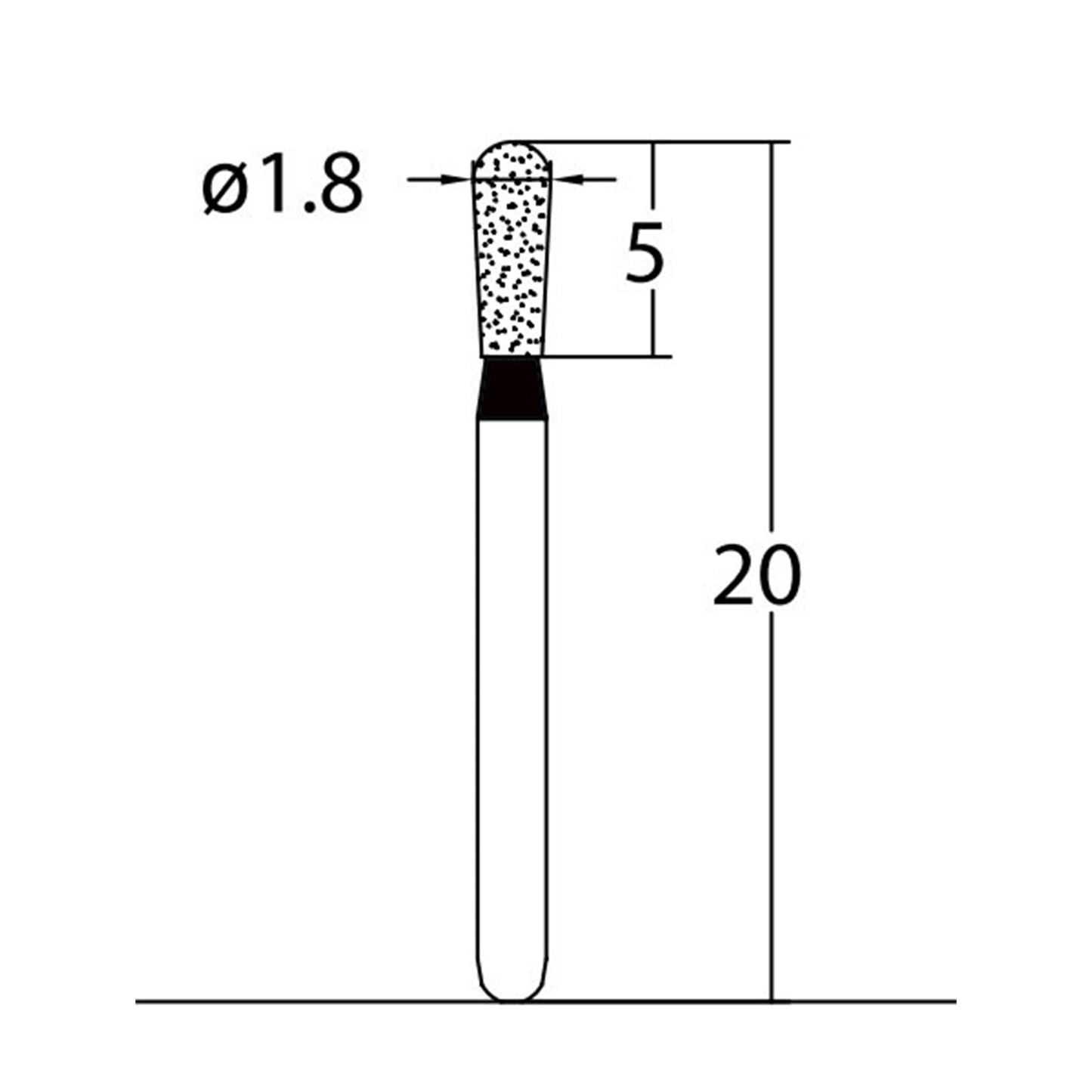 Pear 1.8 mm Dia. Extra Coarse Grit Diamond Bur 5 per pack. 237.18EC3 - Osung USA