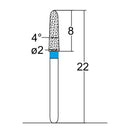 Torpedo, Conical 2 mm Dia. Medium Grit Diamond Bur 5 per pack. 294.20M1 - Osung USA