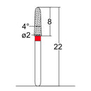 Torpedo, Conical 2 mm Dia. Fine Grit Diamond Bur 5 per pack. 294.20F1 - Osung USA