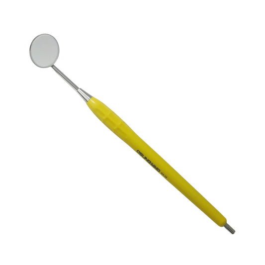 Mouth Mirror, Autoclavable Handle, Simple Stem, Yellow, 2MHS3 - Osung USA