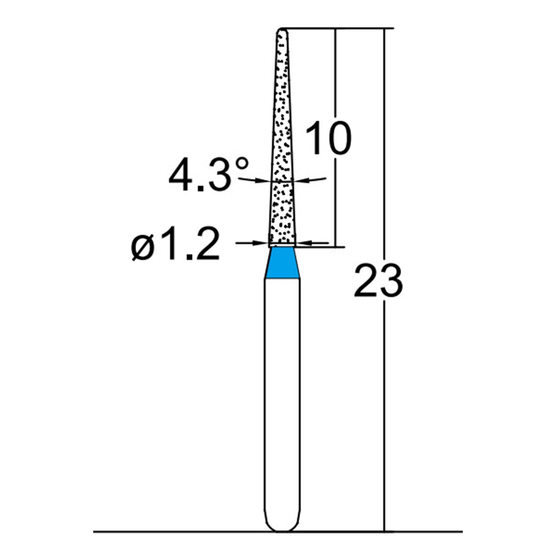 Torpedo, Conical1.2 mm Dia. Medium Grit Diamond Bur 5 per pack. 294.12M5 - Osung USA