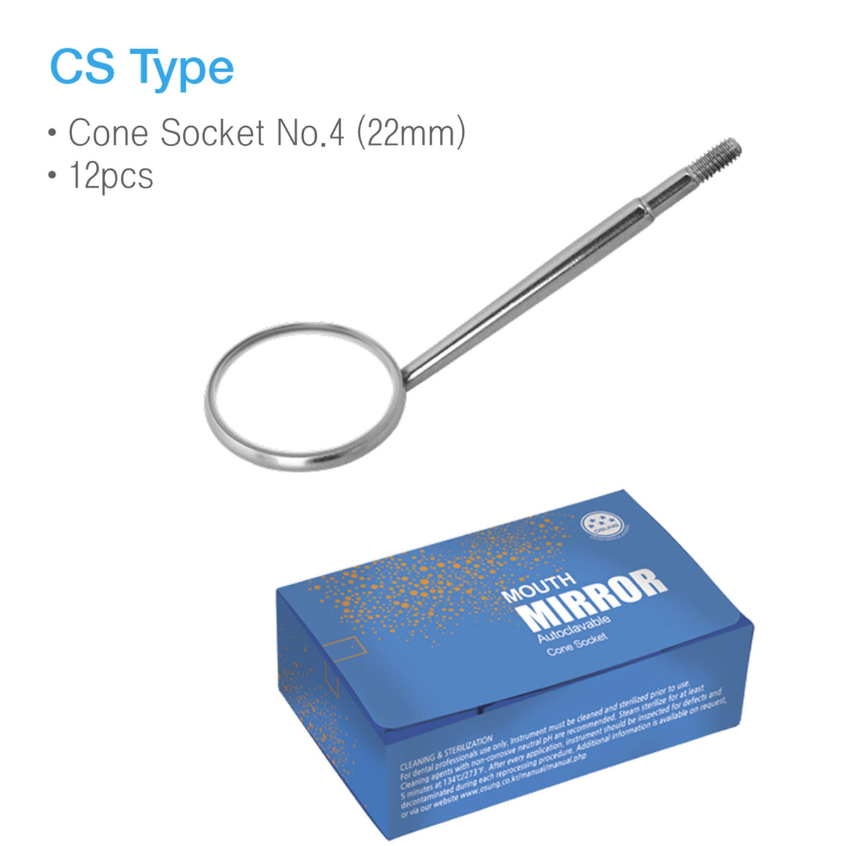 Osung Dental Mouth Mirror #4 Cone Socket 12 pcs Premium -DMCS4 - Osung USA