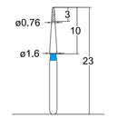 Needle Shaped, Short, Long Neck 0.8 mm Dia. Medium Grit Diamond Bur, 5 per pack. 539.8M2 - Osung USA