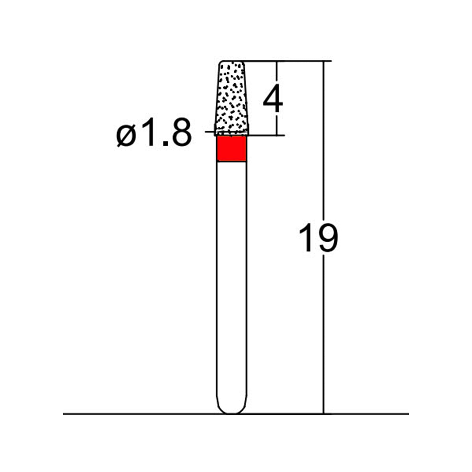 Conical, Round Edge 1.8 mm Dia. Fine Grit Diamond Bur 5 per pack. 584.18F1 - Osung USA