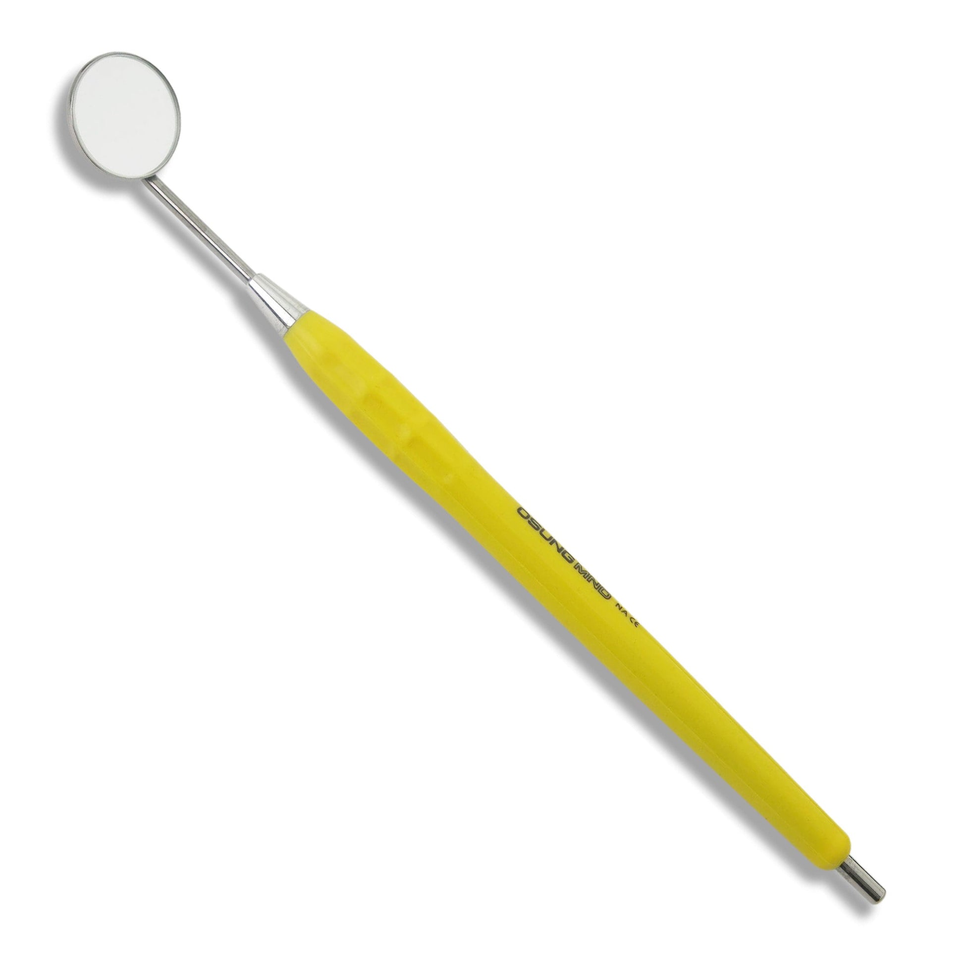 Mouth Mirror Simple Stem No. 3, 20mm dia, yellow handle, EA - Osung USA