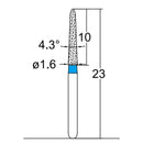 Torpedo, Conical 1.6 mm Dia. Medium Grit Diamond Bur 5 per pack. 294.16M4 - Osung USA