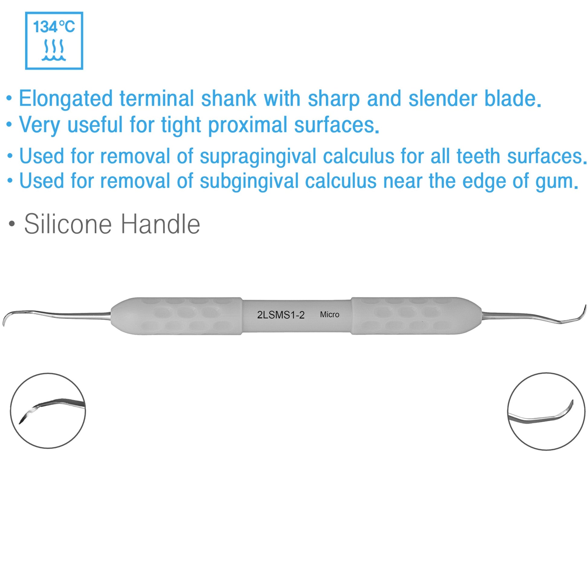 Osung 1/2 Micro Sickle Scaler Autoclavable Silicone Handle Premium -2LSMS1-2 - Osung USA