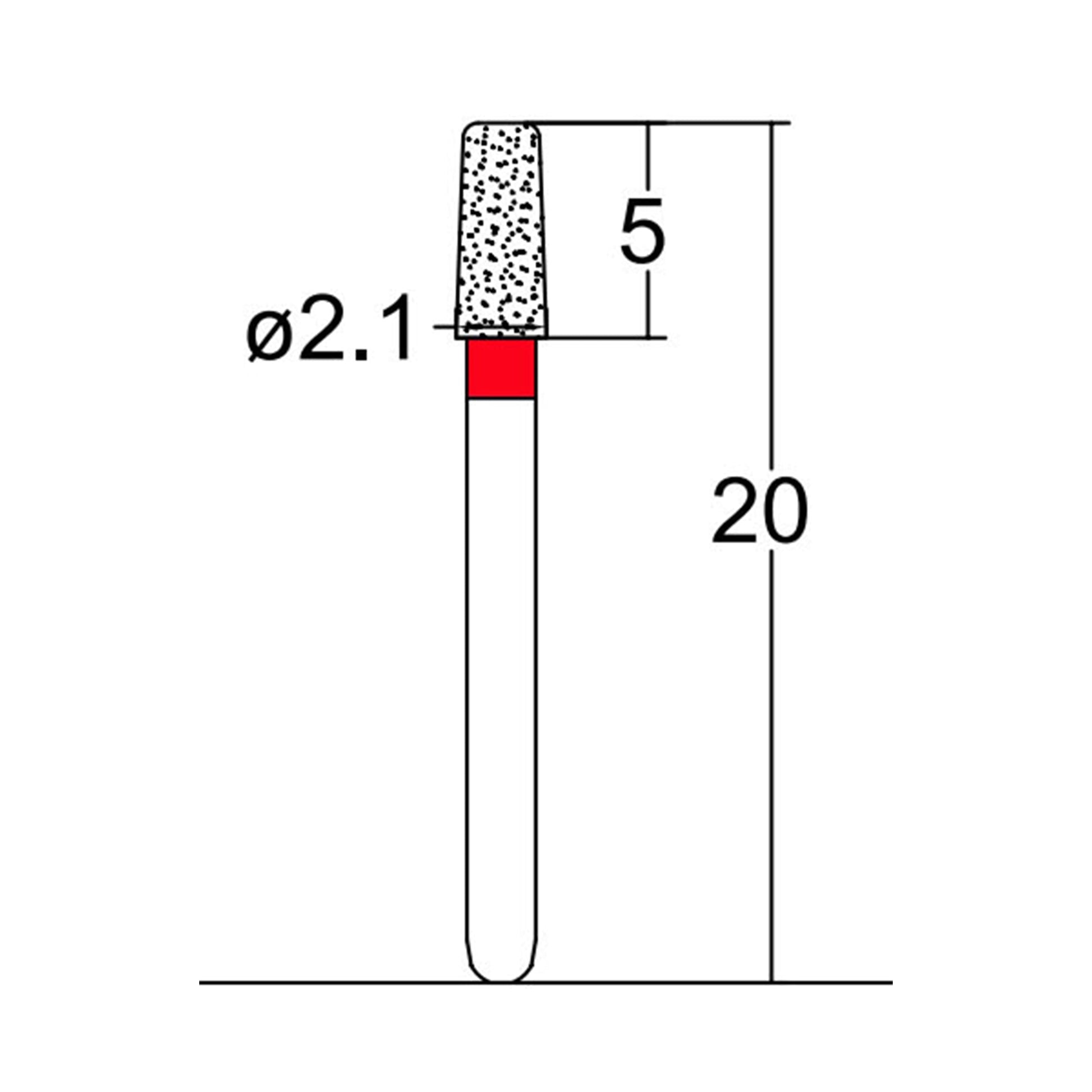 Conical, Round Edge, 2.1 mm Dia. Fine Grit Diamond Bur 5 per pack. 584.21F2 - Osung USA