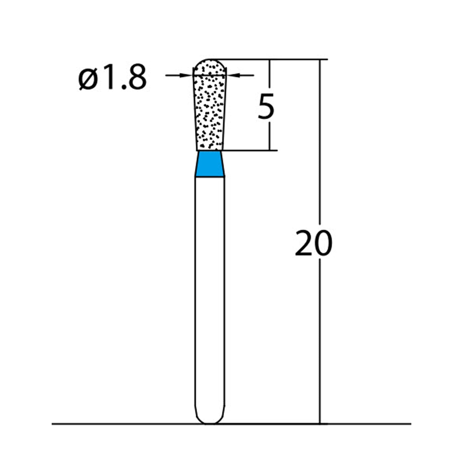 Pear 1.8 mm Dia. Medium Grit Diamond Bur 5 per pack. 237.18M3 - Osung USA