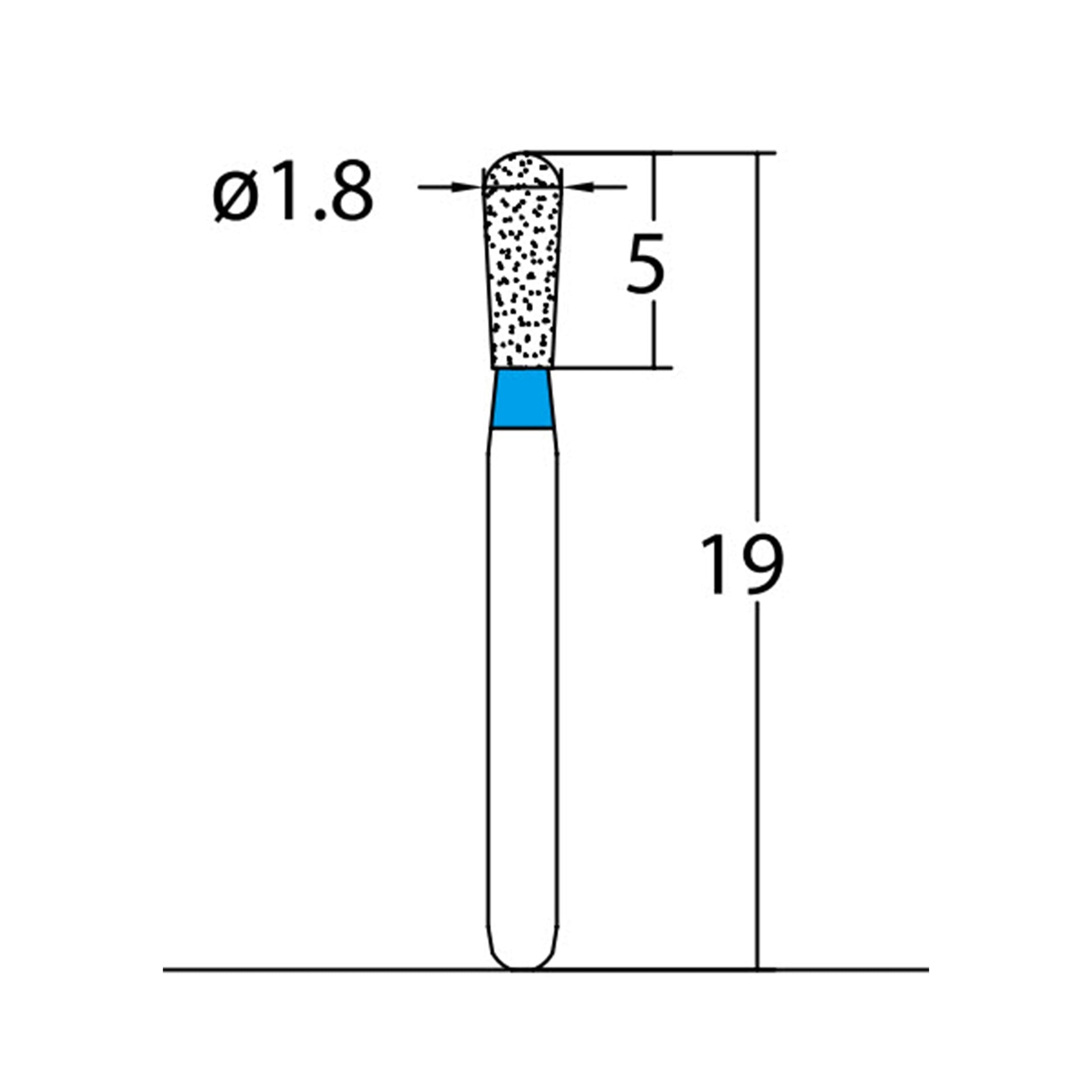 Pear 1.8 mm Dia. Medium Grit Diamond Bur 5 per pack. 237.18M2 - Osung USA