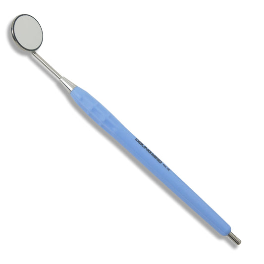 Mouth Mirror, Front Surface, Simple Stem No. 4, 22mm dia, Blue Handle, EA - Osung USA