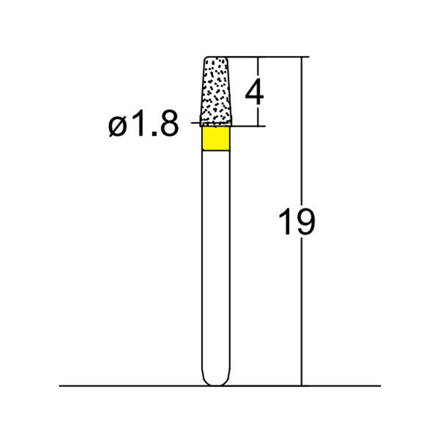 Conical, Round Edge 1.8 mm Dia. Extra Fine Grit Diamond Bur 5 per pack. 584.18EF1 - Osung USA