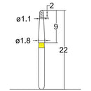 Torpedo, Long Neck 1.1 mm Dia. Extra Fine Grit Diamond Bur 5 per pack. 534.11EF1 - Osung USA
