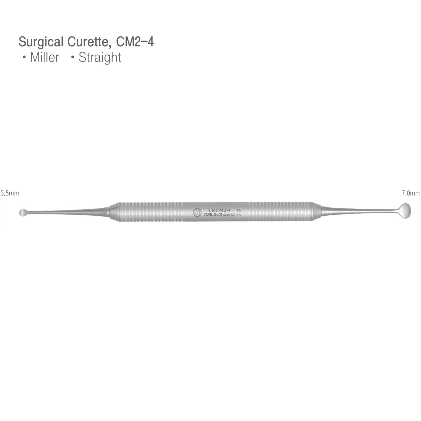 Osung 2/4 Miller Straight Dental Surgical Curette 3.5mm/7mm -URCM2-4 - Osung USA