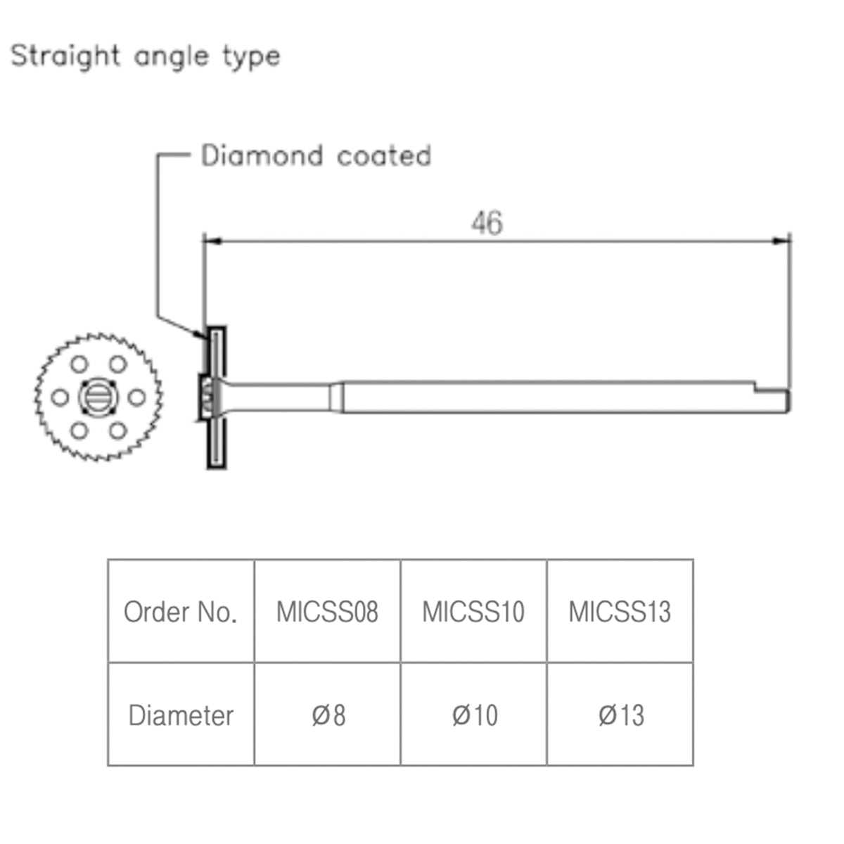Diamond Coated Micro Saw Blade, Straight, 8mm, MICSS08