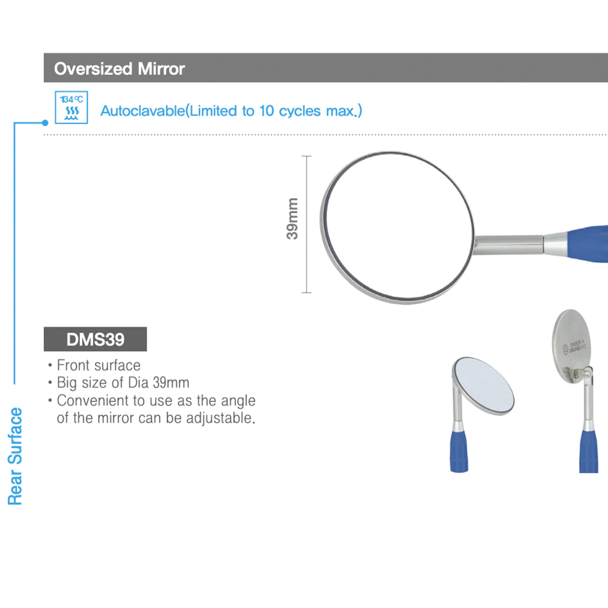 Dental Tiltable Mouth Mirror, Oversize, DMS39 - Osung USA