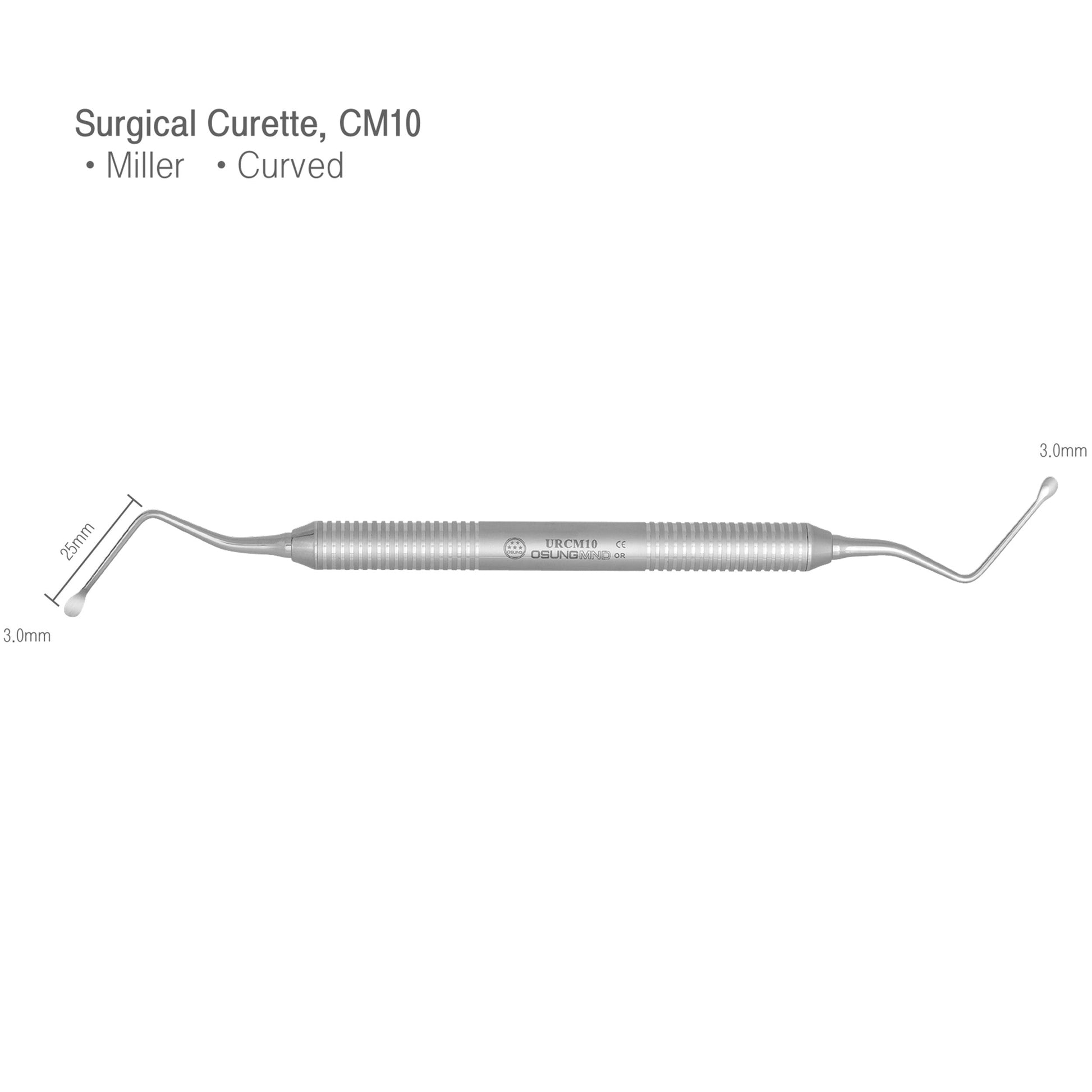 Osung #10 Miller Curved Dental Surgical Curette 3mm -URCM10 - Osung USA