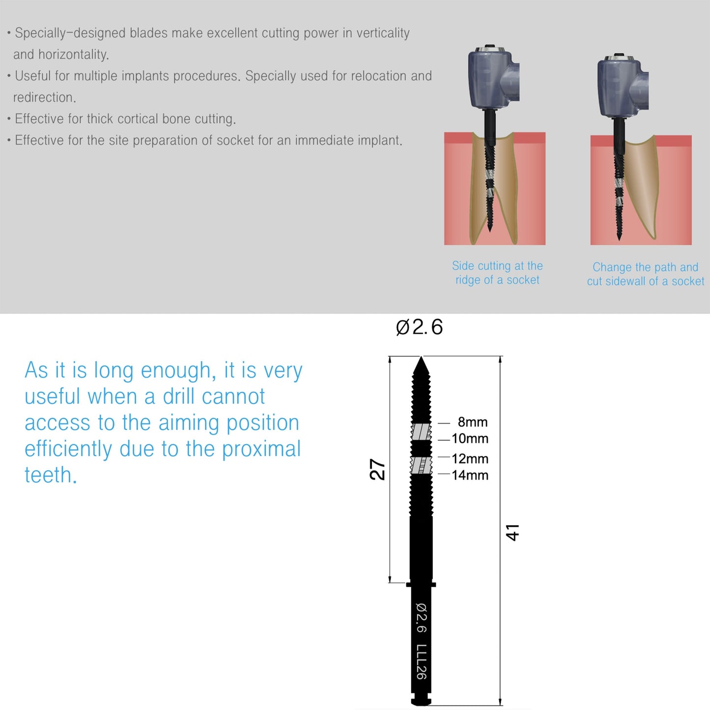 Osung L26 Lindemann Bur Drill 2.6mm Dia -LLL26 - Osung USA