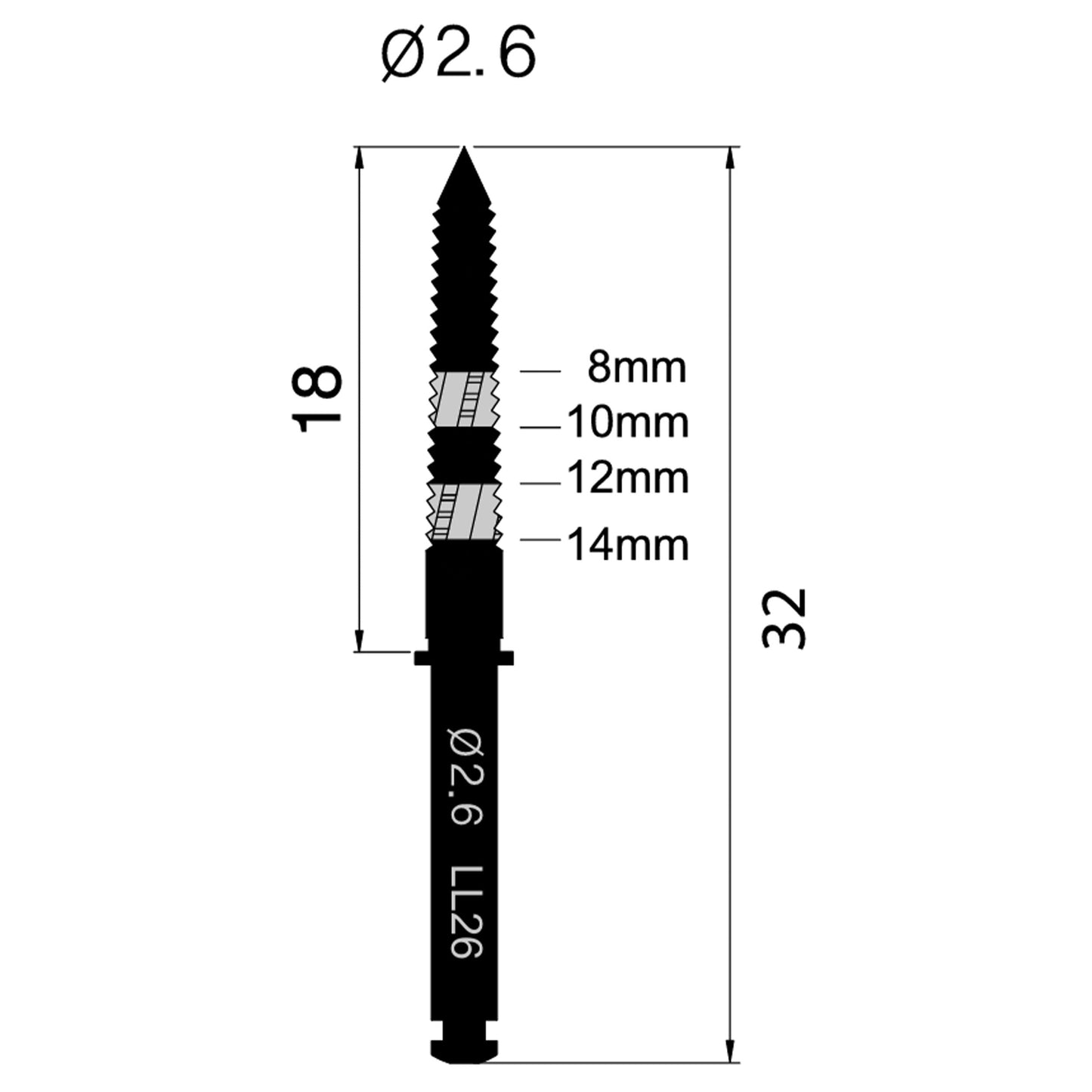 Osung S26 Lindemann Bur Drill 2.6mm Dia. -LLS26 - Osung USA