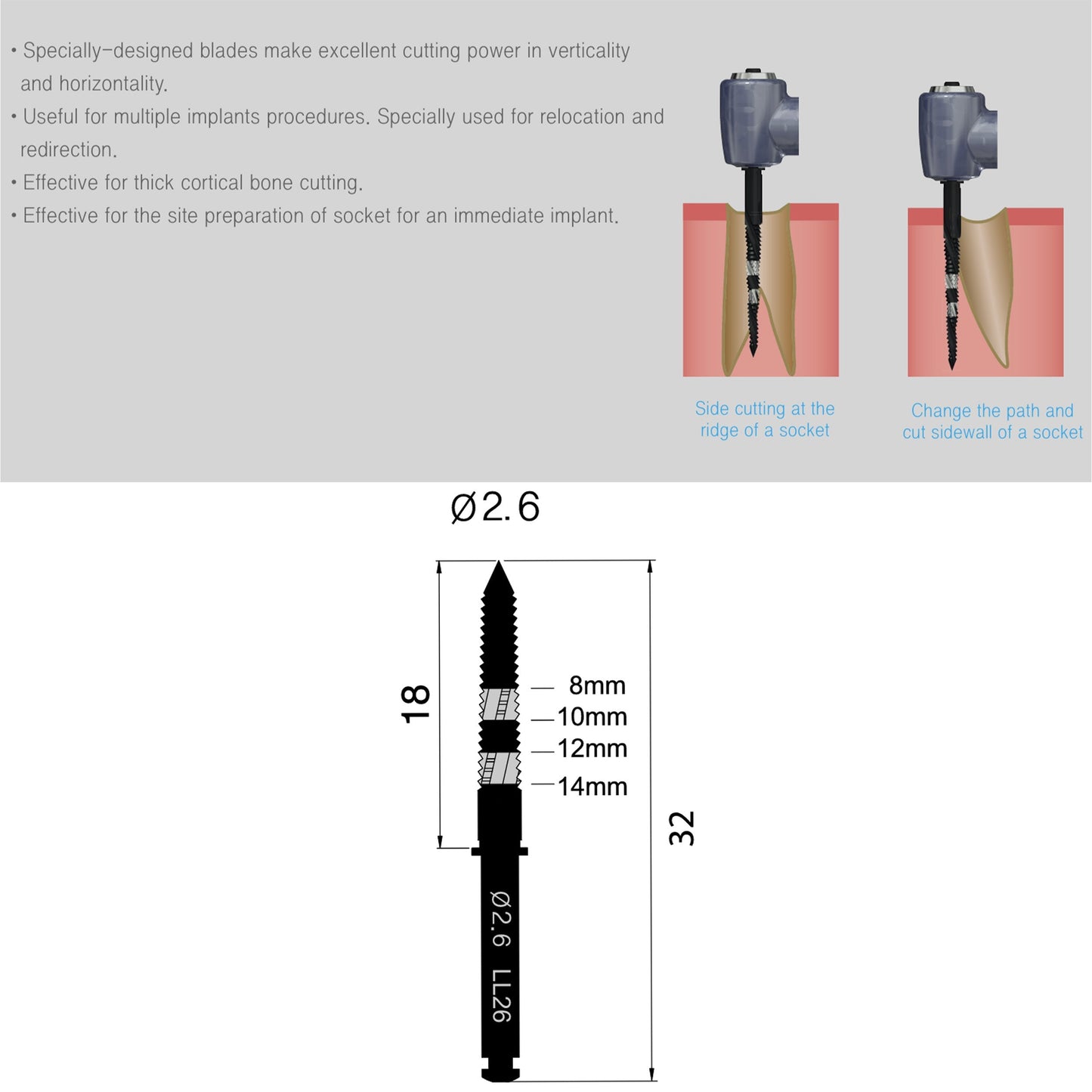 Osung S26 Lindemann Bur Drill 2.6mm Dia. -LLS26 - Osung USA