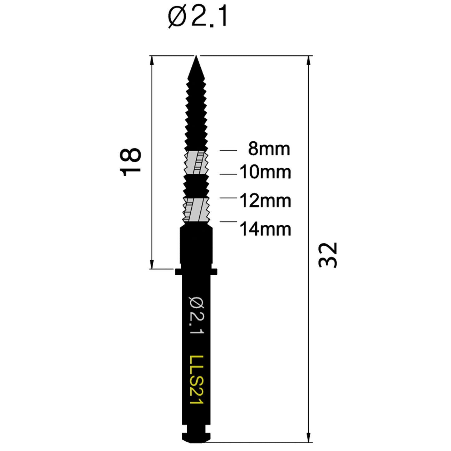 Osung S21 Lindemann Bur Drill 2.1mm Dia. -LLS21 - Osung USA