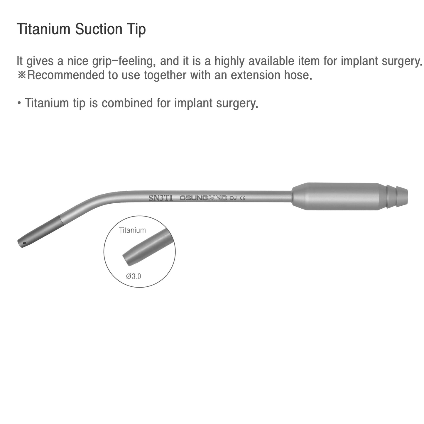 Osung Titanium Suction Tip 3mm Dia. Premium -SN3TI - Osung USA