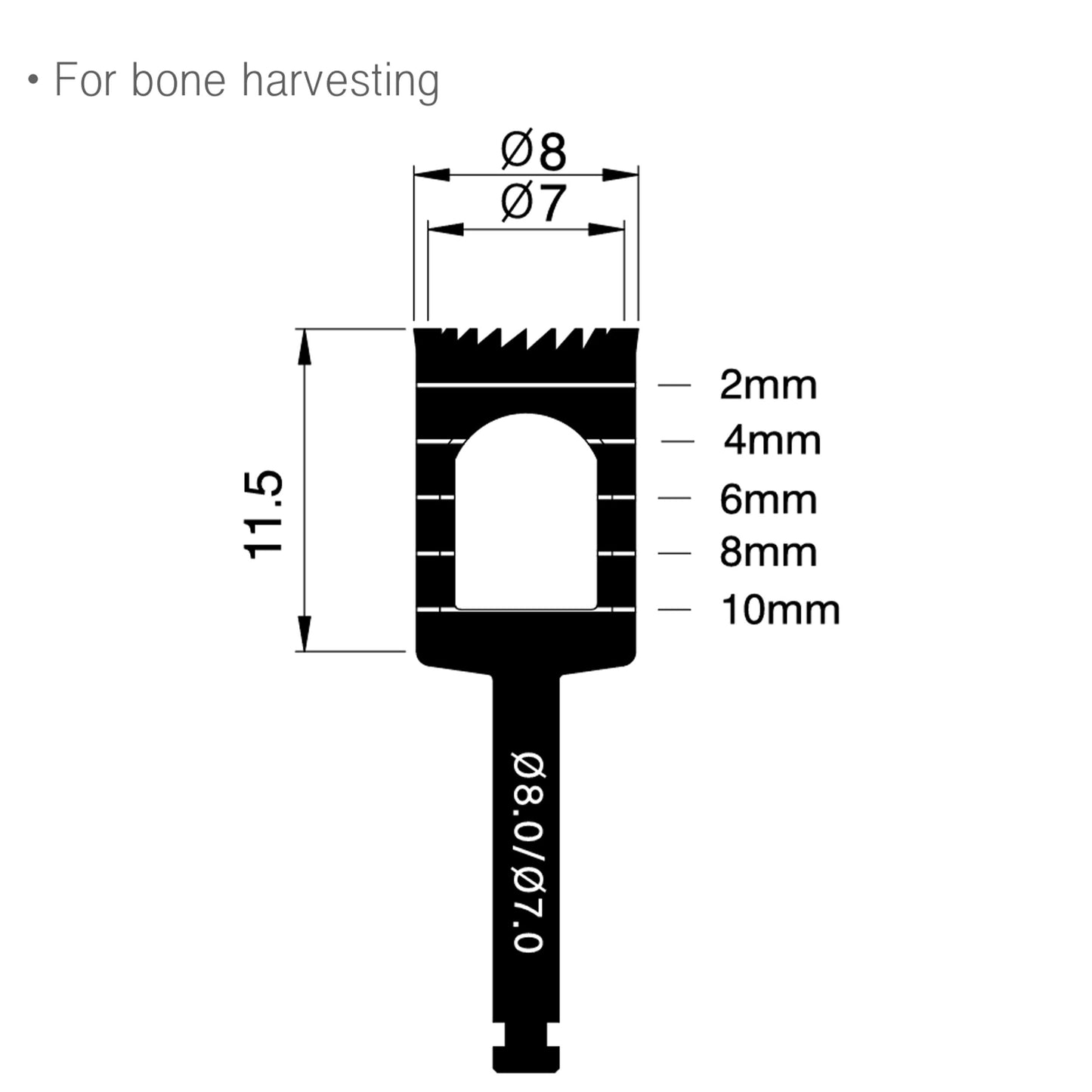 8mm/7mm Osung B80 Implant Trephine Bur Drill -THB80 - Osung USA