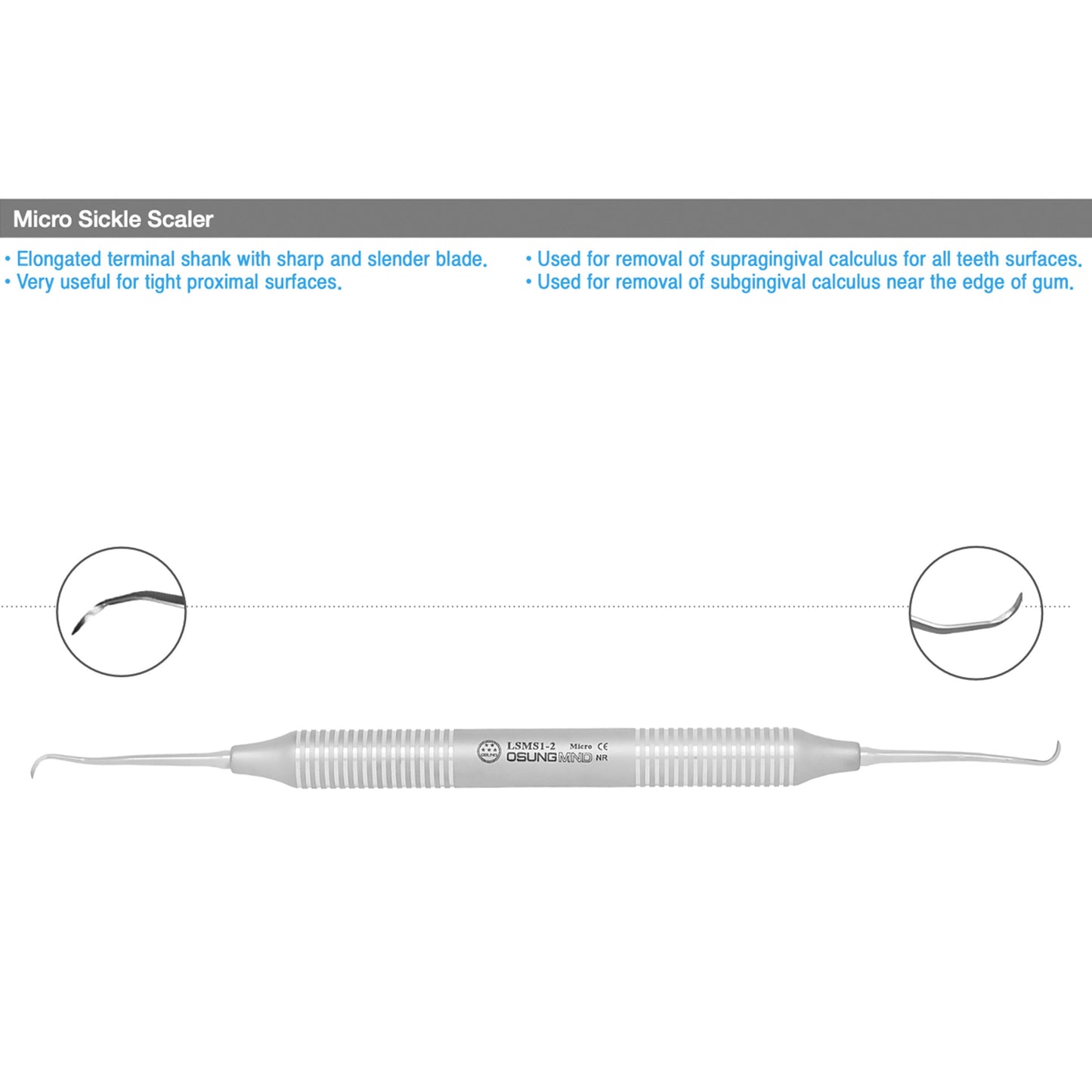 Osung 1/2 Dental Micro Sickle Scaler Premium -LSMS1-2 - Osung USA