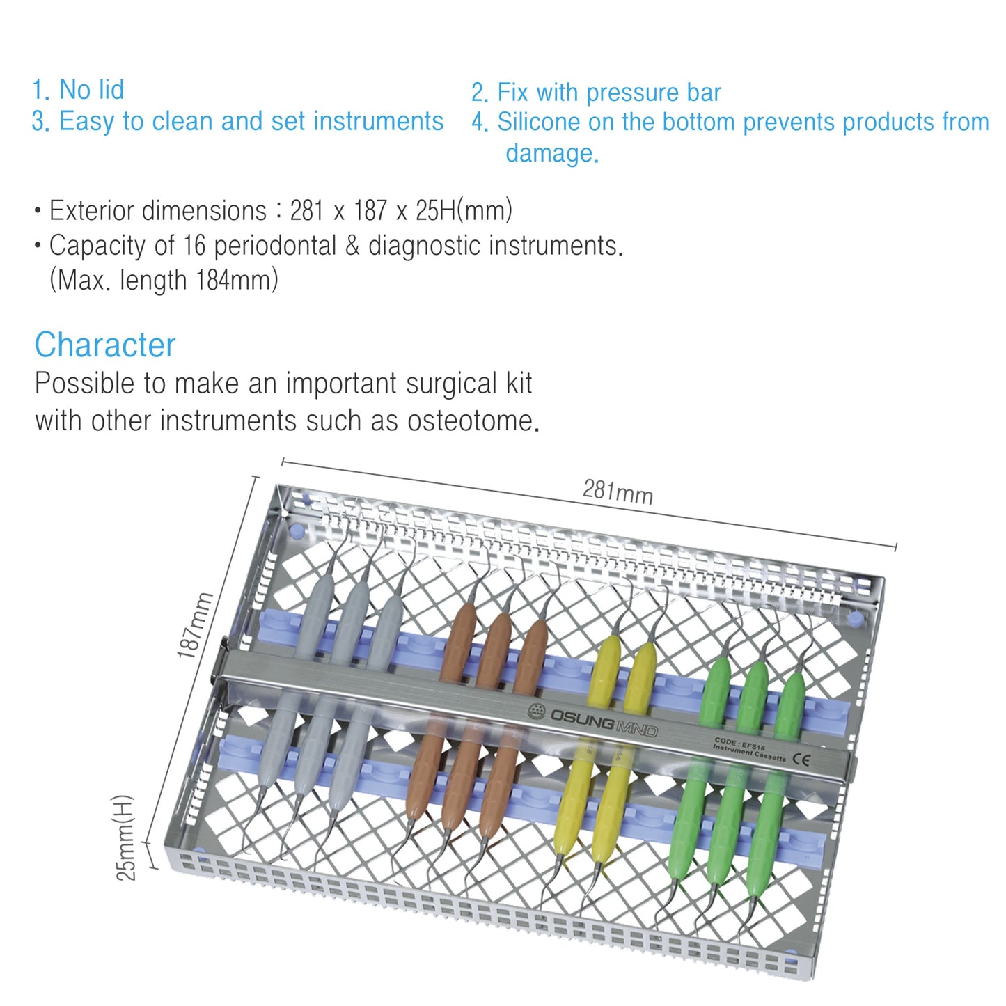 Dental Instrument Cassette, EFS16 - Osung USA