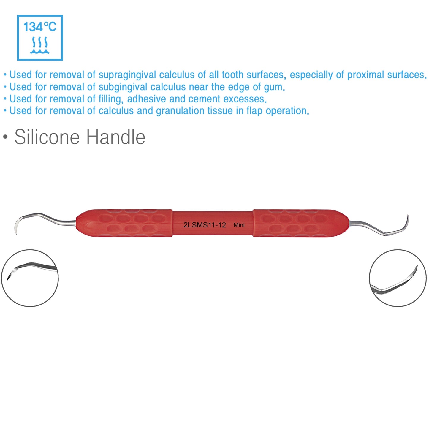 Osung 11/12 Mini Sickle Scaler Autoclavable Silicone Handle Premium -2LSMS11-12 - Osung USA