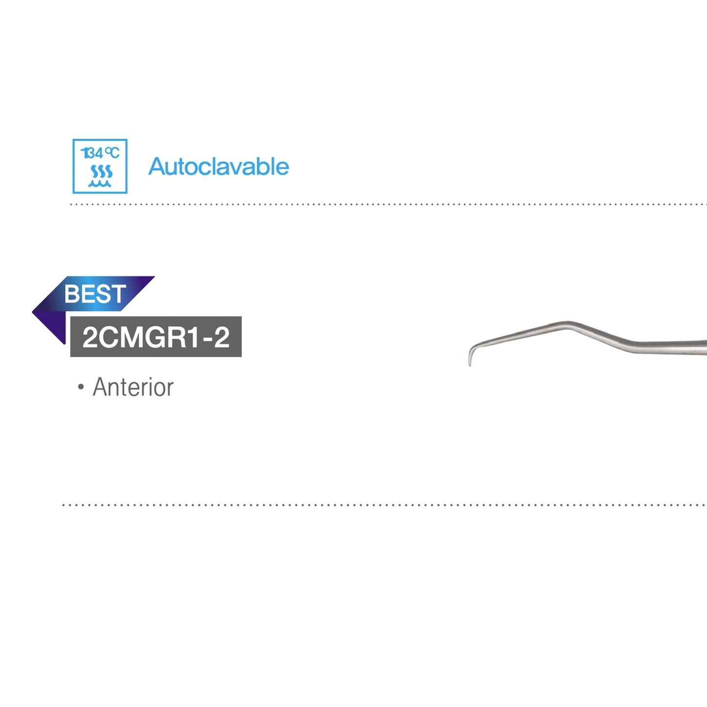 Osung 1/2 Mini Five Gracey Curette Anterior, Silicone Handle Premium -2CMGR1-2 - Osung USA