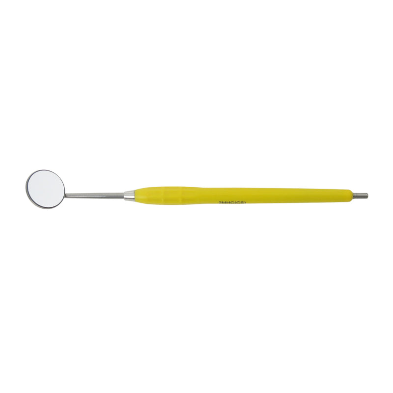 Mouth Mirror, Front Surface, Cone Socket No. 4, 22mm dia, yellow handle, EA - Osung USA 