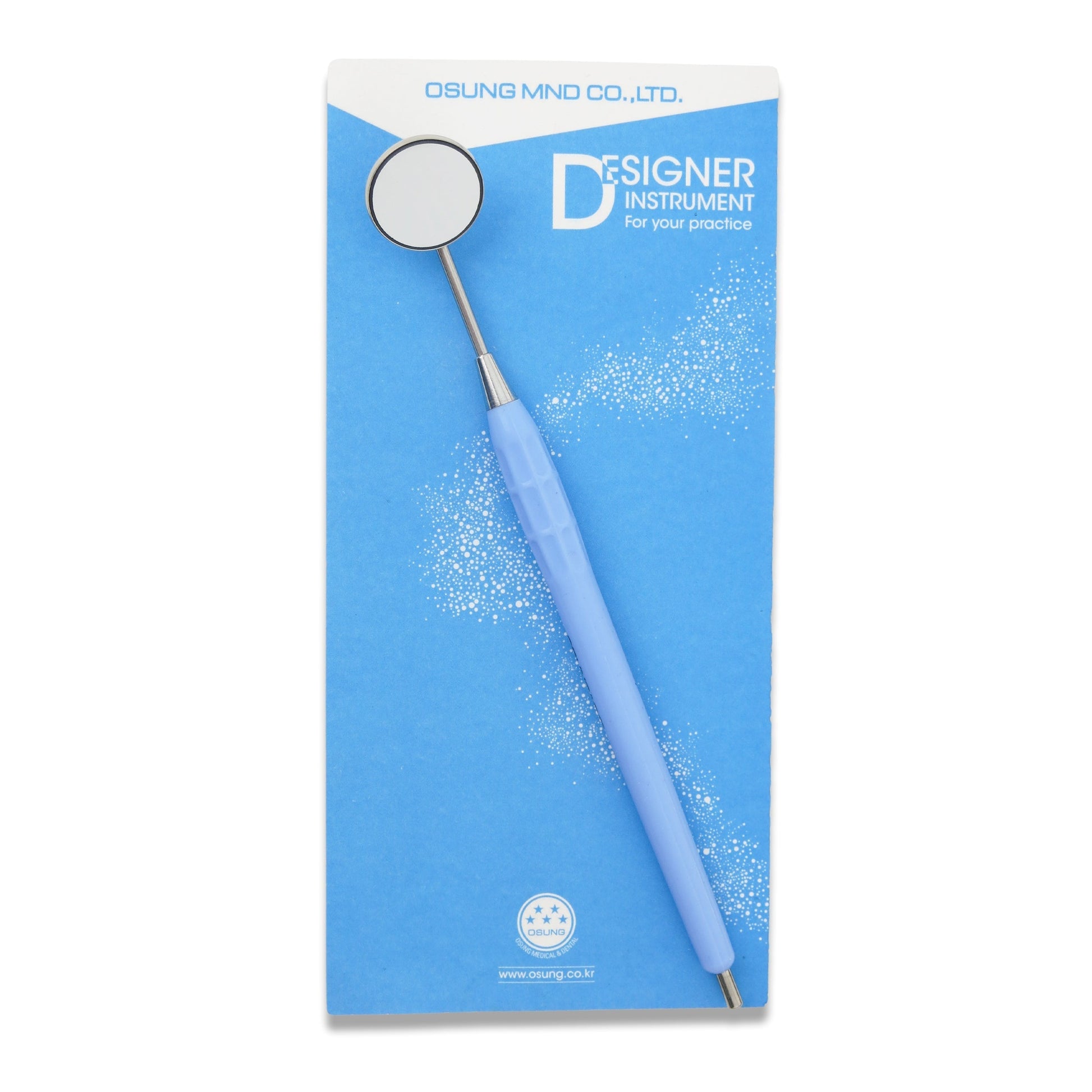 Mouth Mirror, Front Surface, Simple Stem No. 4, 22mm dia, Blue Handle, EA - Osung USA