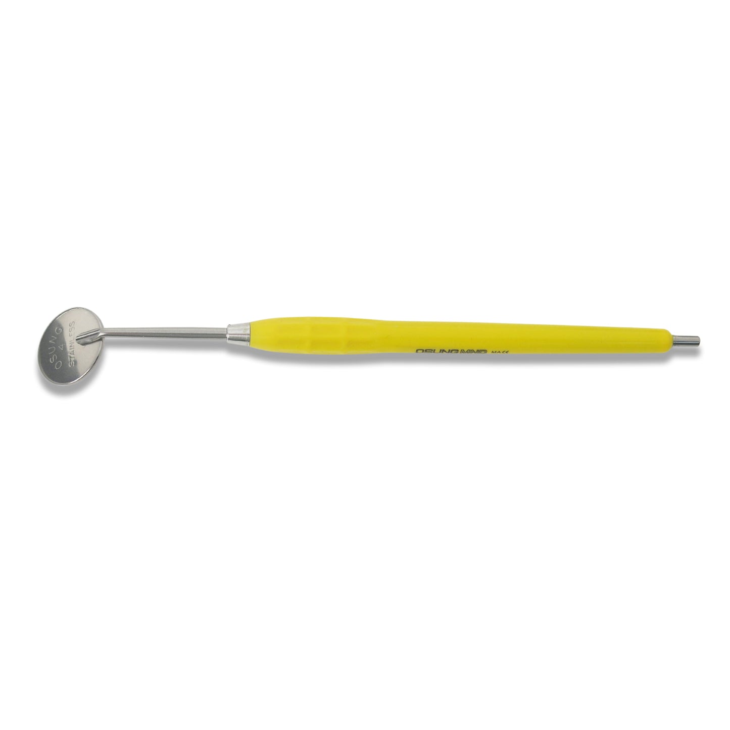 Mouth Mirror, Front Surface, Cone Socket No. 4, 22mm dia, yellow handle, EA - Osung USA