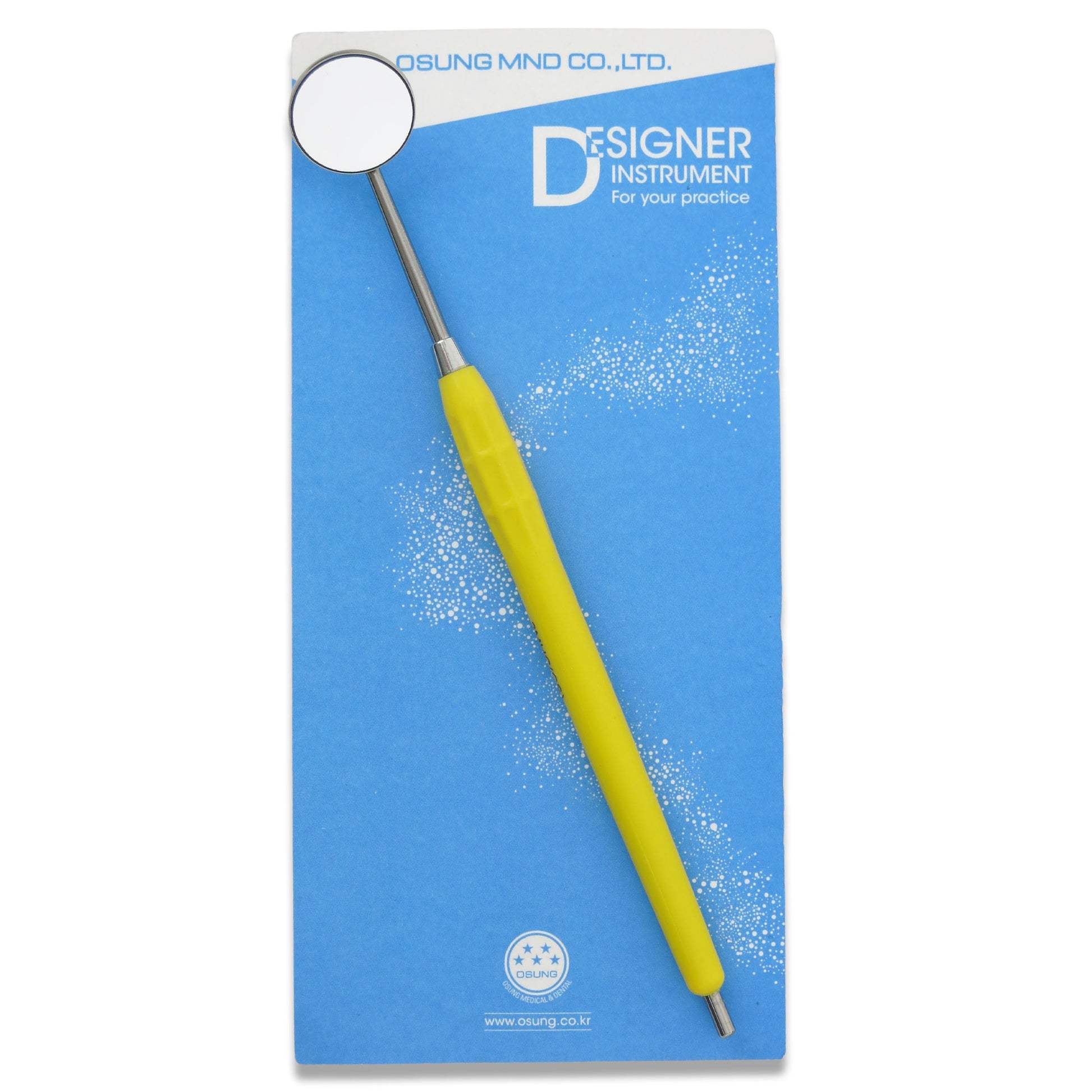 Mouth Mirror, Front Surface, Cone Socket No. 4, 22mm dia, yellow handle, EA - Osung USA