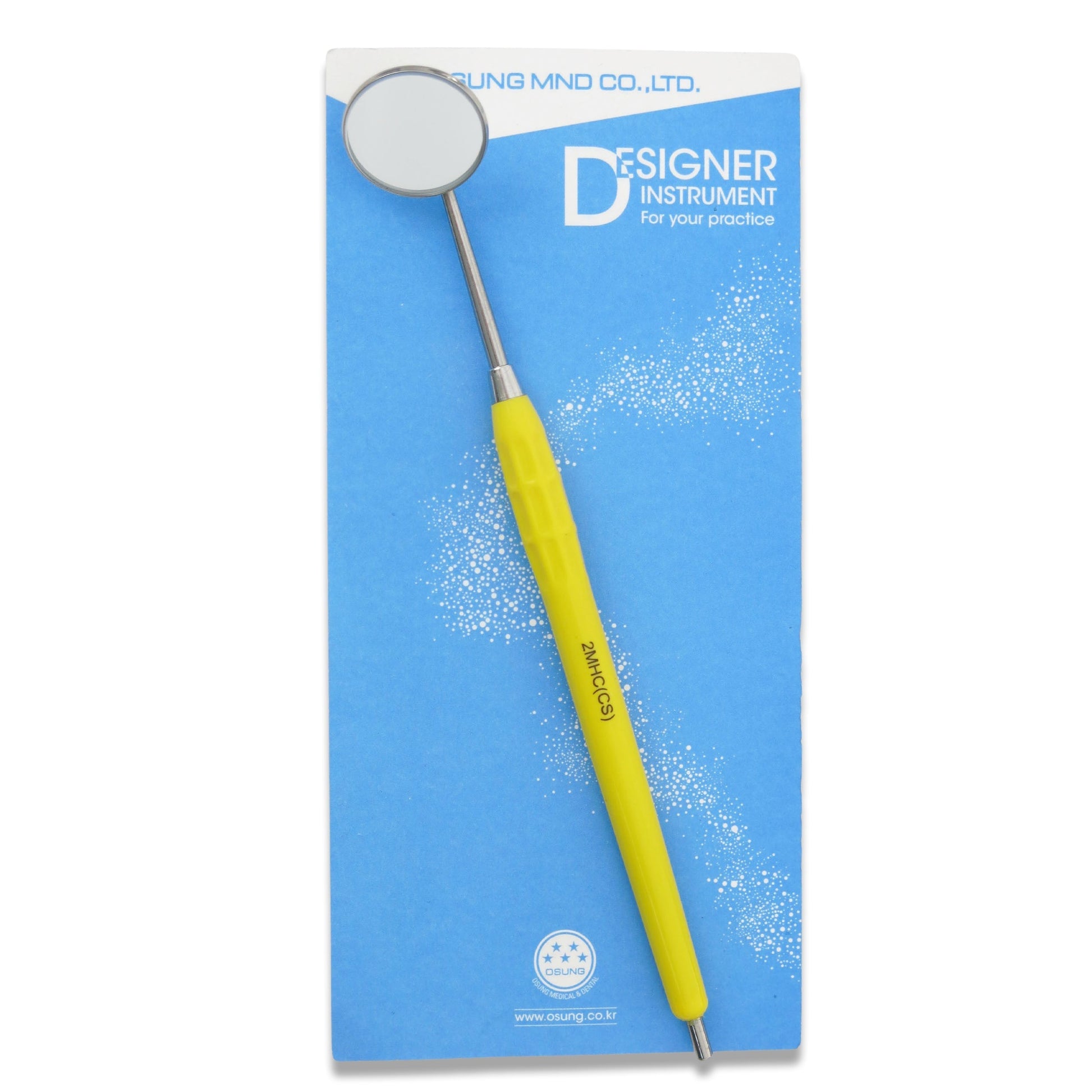 Mouth Mirror Front Surface, Cone Socket No. 5, 24mm dia, yellow handle, EA - Osung USA