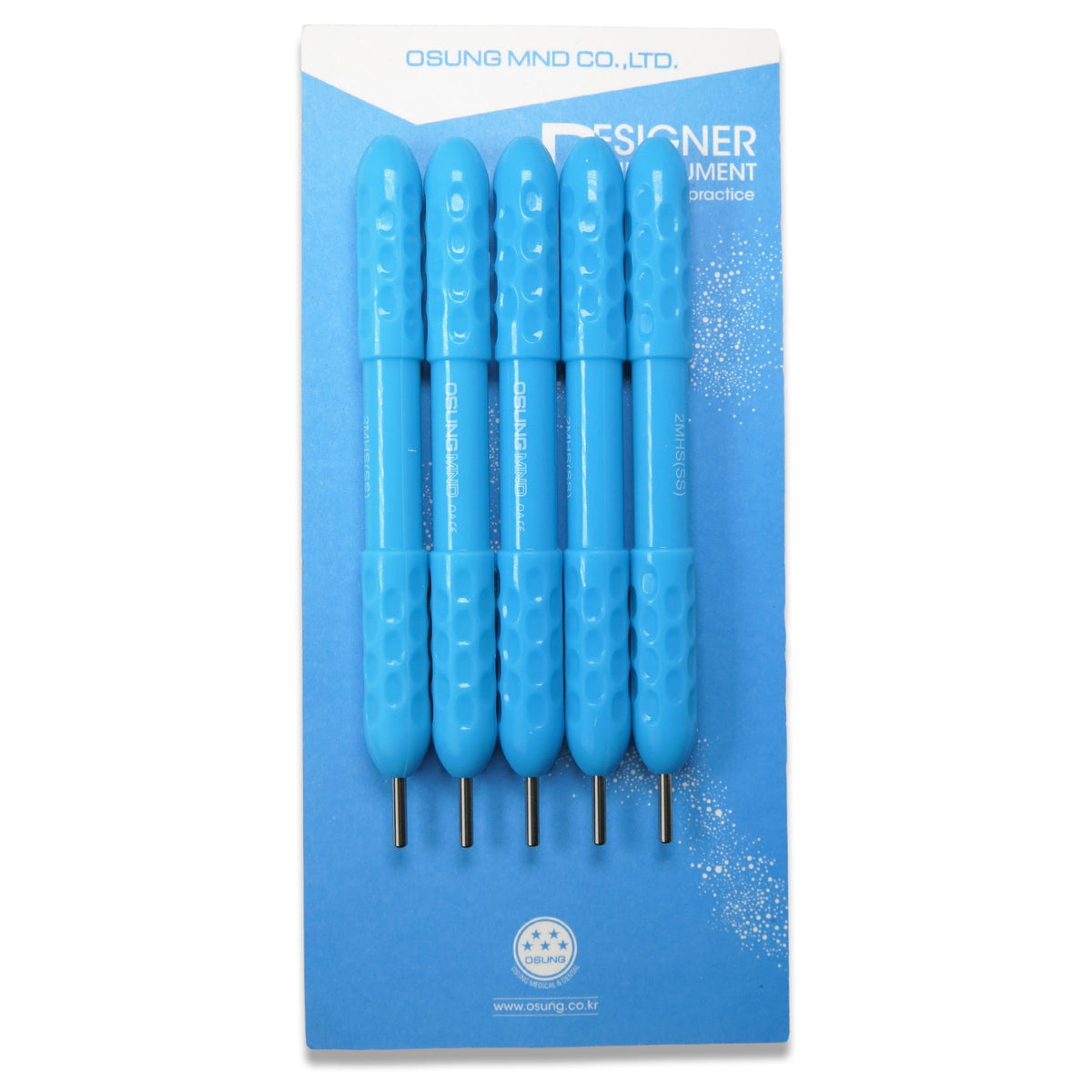 Dental Mirror, Softgrip Handle, Simple Stem, Blue, 5/pack - Osung USA