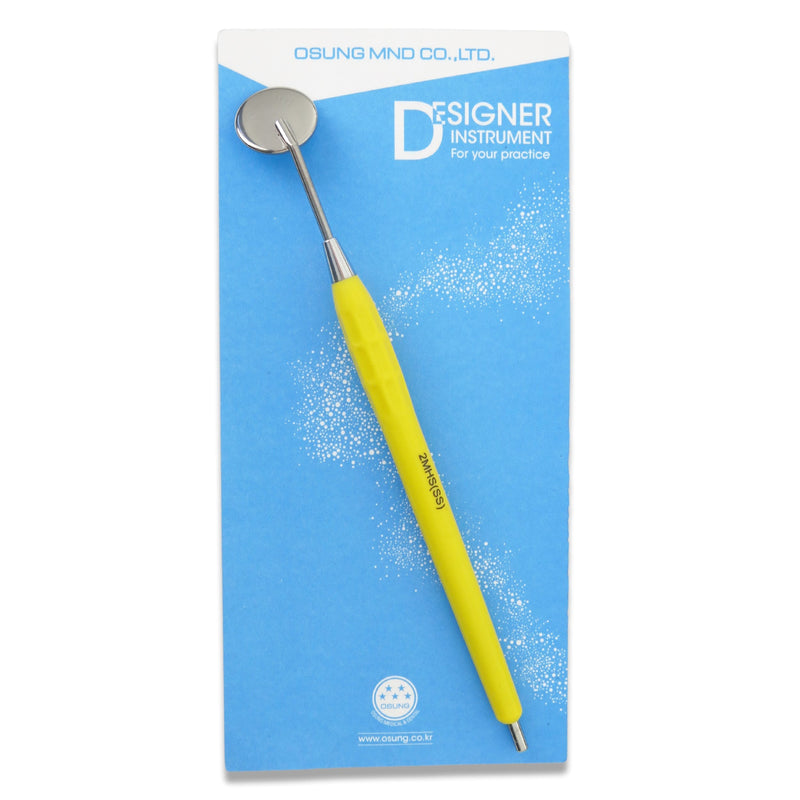 Mouth Mirror Simple Stem No. 3, 20mm dia, yellow handle, EA - Osung USA