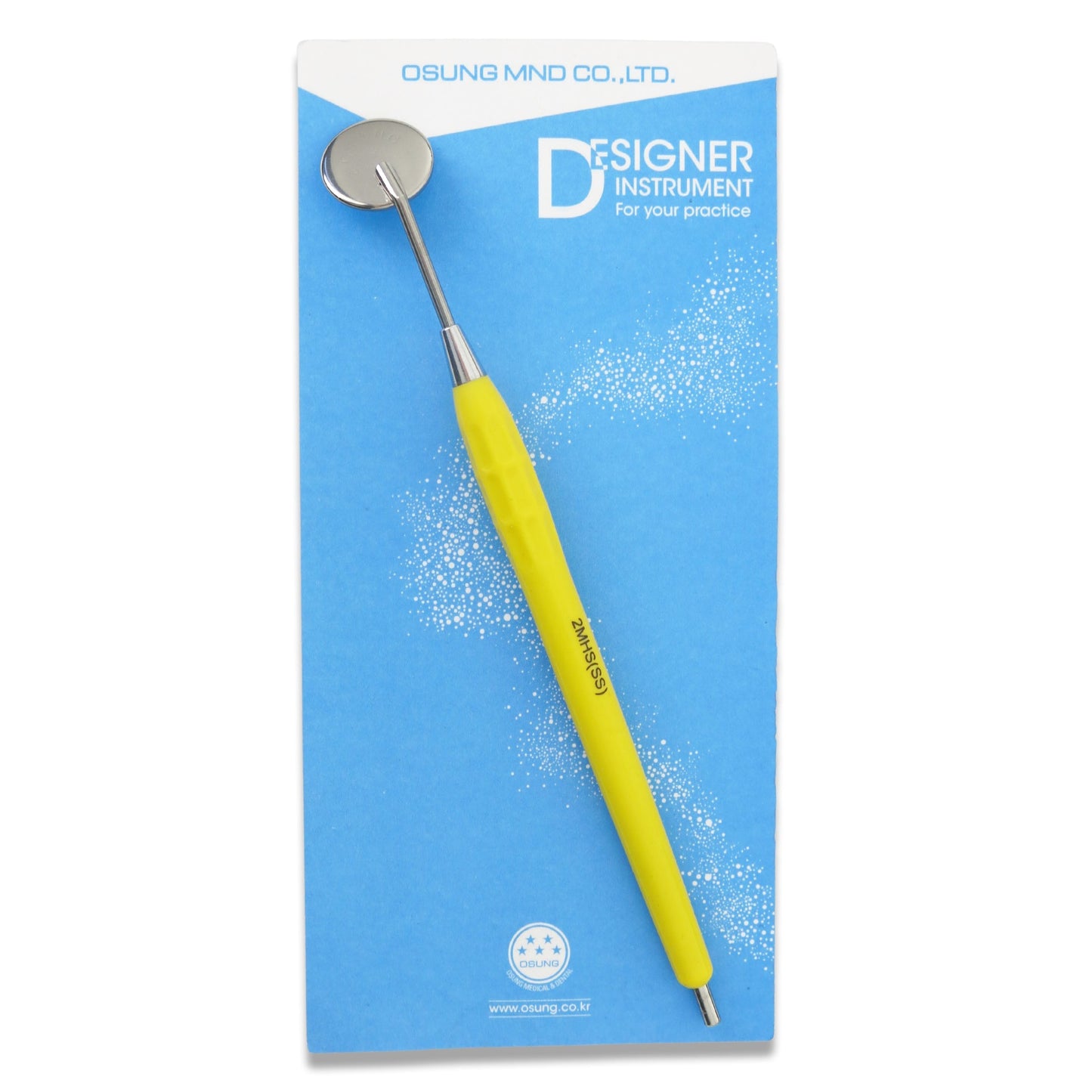 Mouth Mirror Simple Stem No. 3, 20mm dia, yellow handle, EA - Osung USA