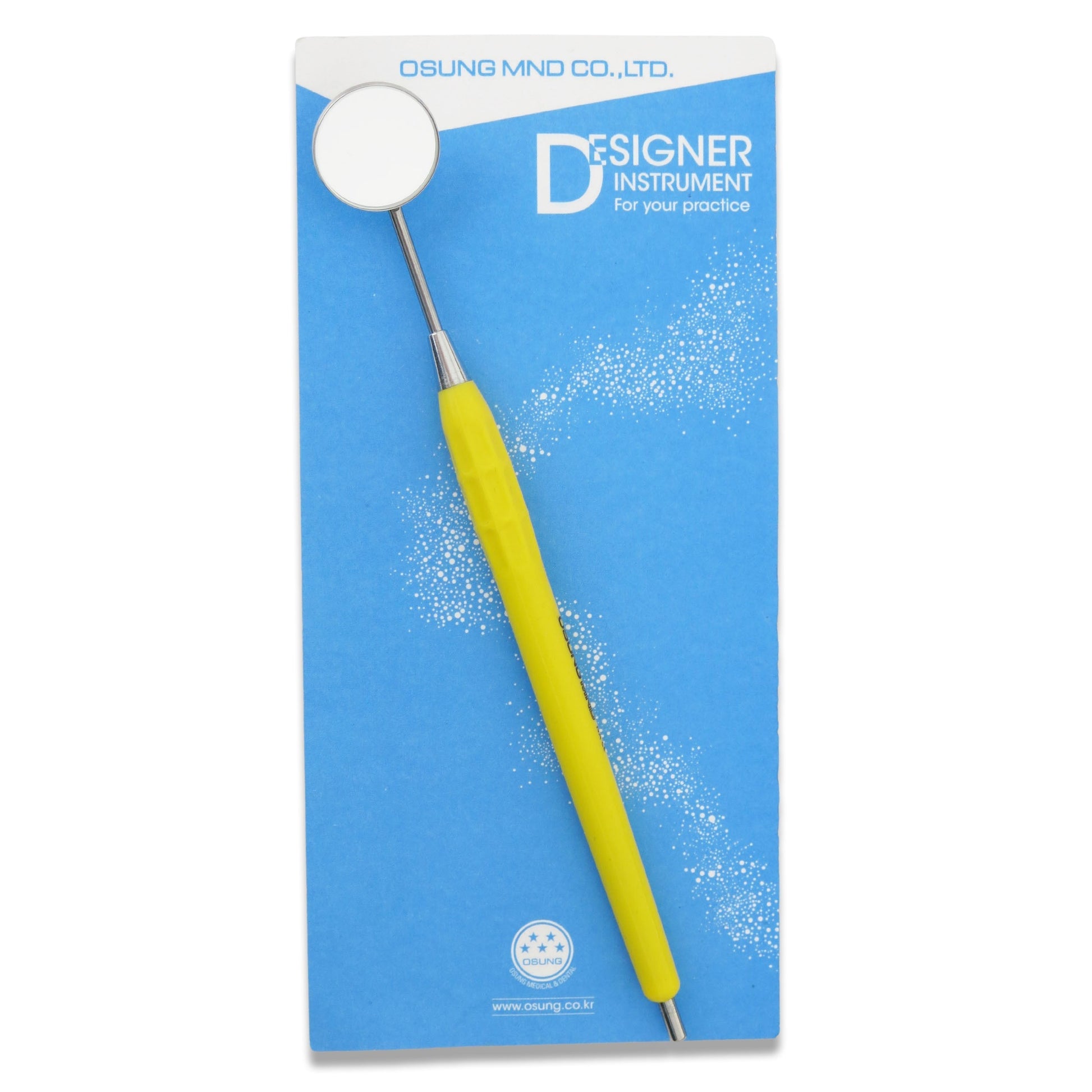 Mouth Mirror Simple Stem No. 4, 22mm dia, yellow handle, EA - Osung USA