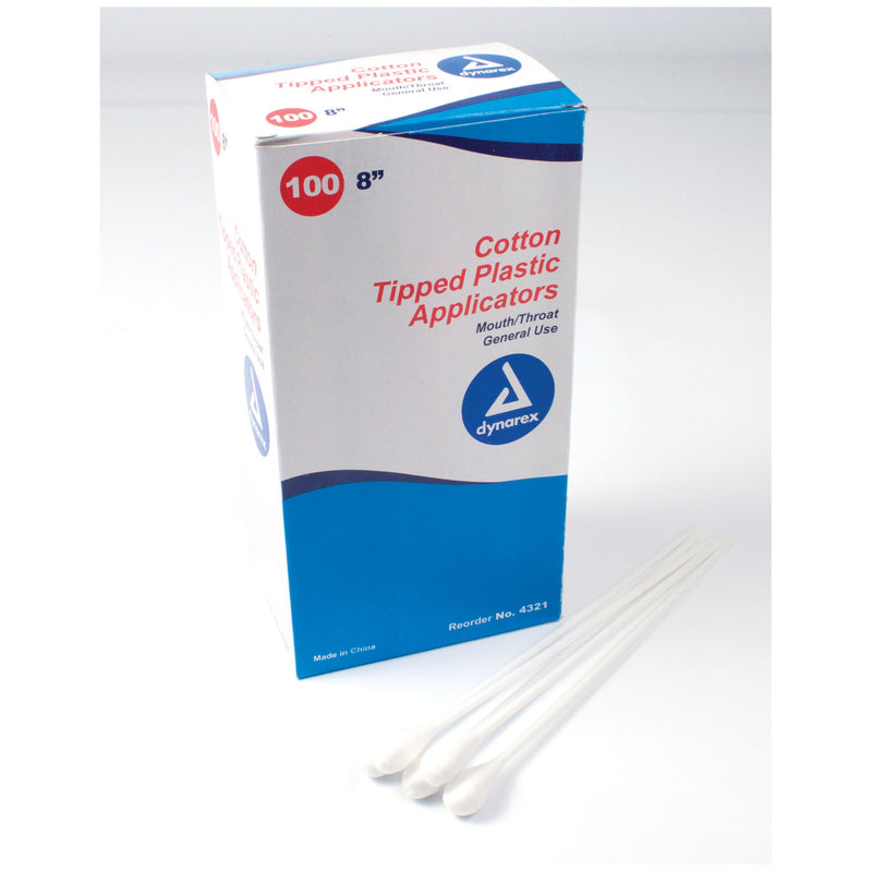MOUTH/ THROAT APPLICATOR, 8", PLASTIC STICK, 100/BX, 10 BX/CS, SOLD AS CASE DYNAREX 10000058