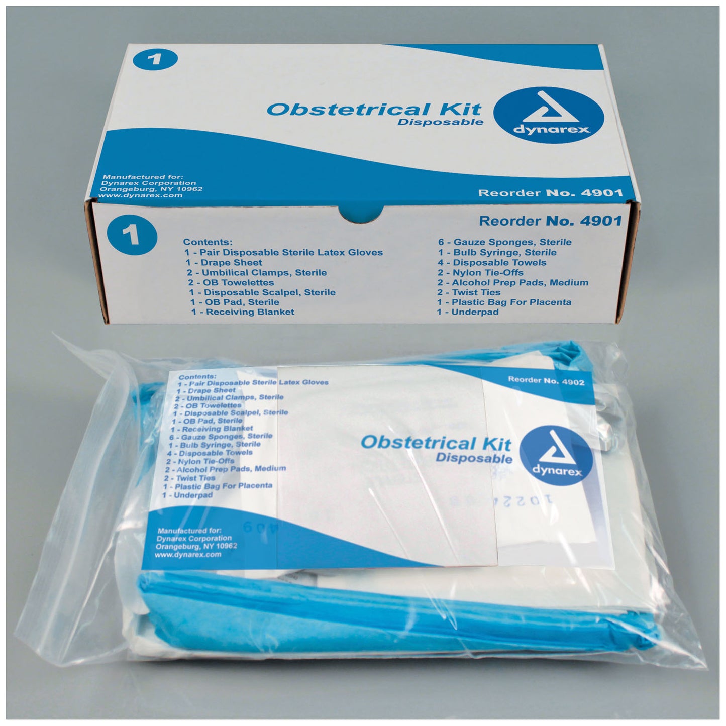 Dynarex Obstetrical Kit Obstetrical Kit, Same As #4901 Except Components Are Packaged In Sealed Plastic Bag, 10/Cs -4902