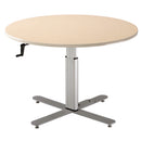 LARGE ROUND TABLE WITH HAND-CRANK ADJUSTMENT, 47" DIA, GRAPHITE SILVER BASE, AVAILABLE IN ALL FINISHES, INDICATE COLOR CODE, SOLD AS EACH POPULAS 1000