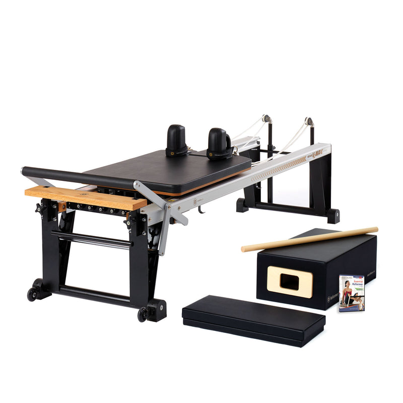 REHAB REFORMER™ BUNDLE INCLUDES 1 EA: REHAB V2 MAX REFORMER, PADDED PLATFORM EXTENDER, REFORMER BOX, MAPLE ROLL-UP POLE, SOLD AS EACH MERRITHEW 100009